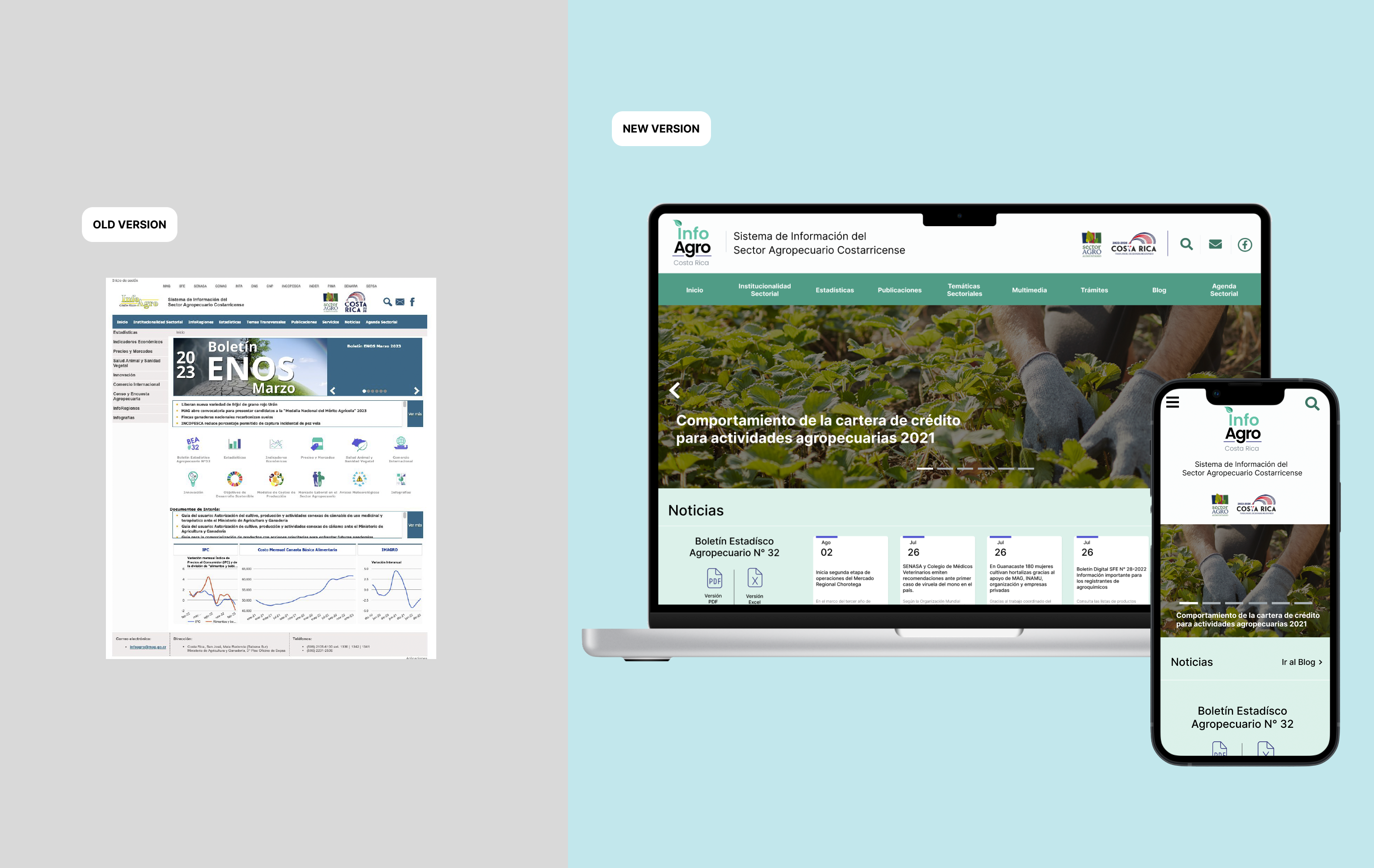 InfoAgro Overview - Old Version vs New Version