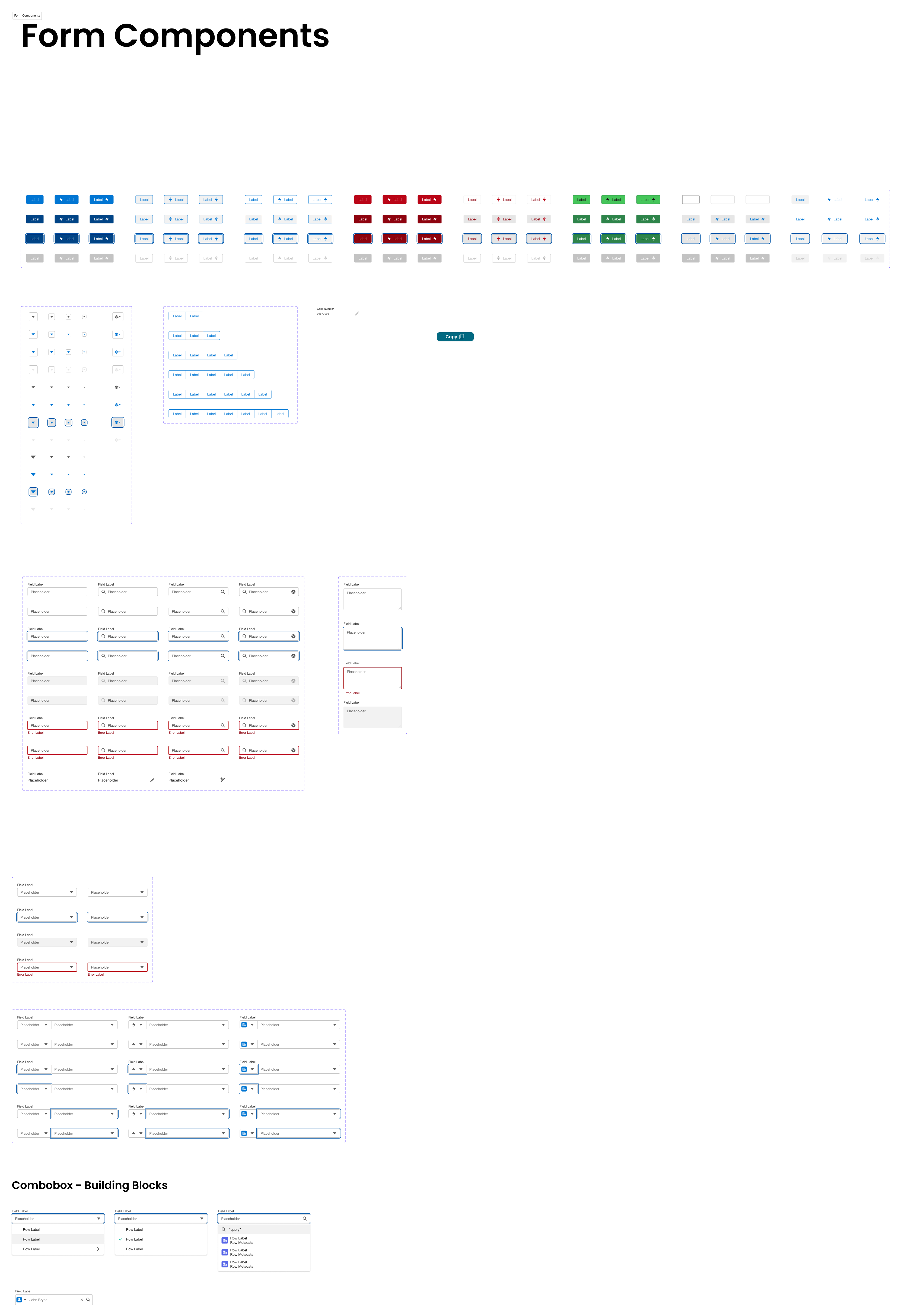 UI Kit form components — buttons, badges, checkboxes, radio buttons, input fields, dropdowns, and select menus built on SLDS
