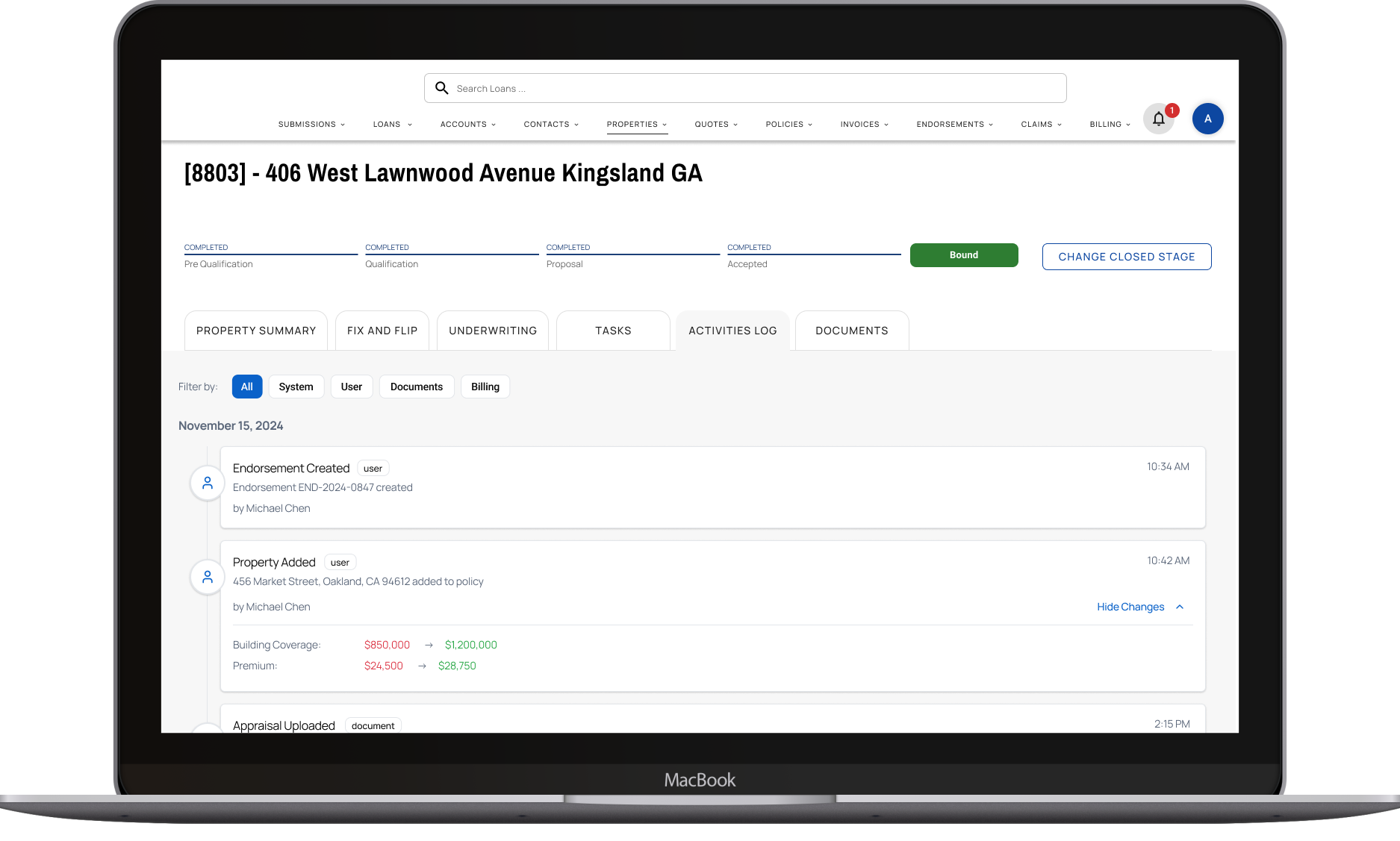 Insurance portal workflow redesign — high-fidelity prototype