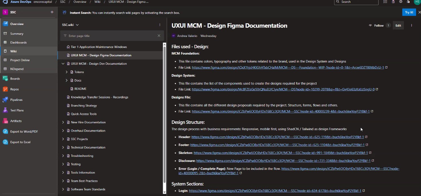 Azure DevOps Wiki structure with design documentation