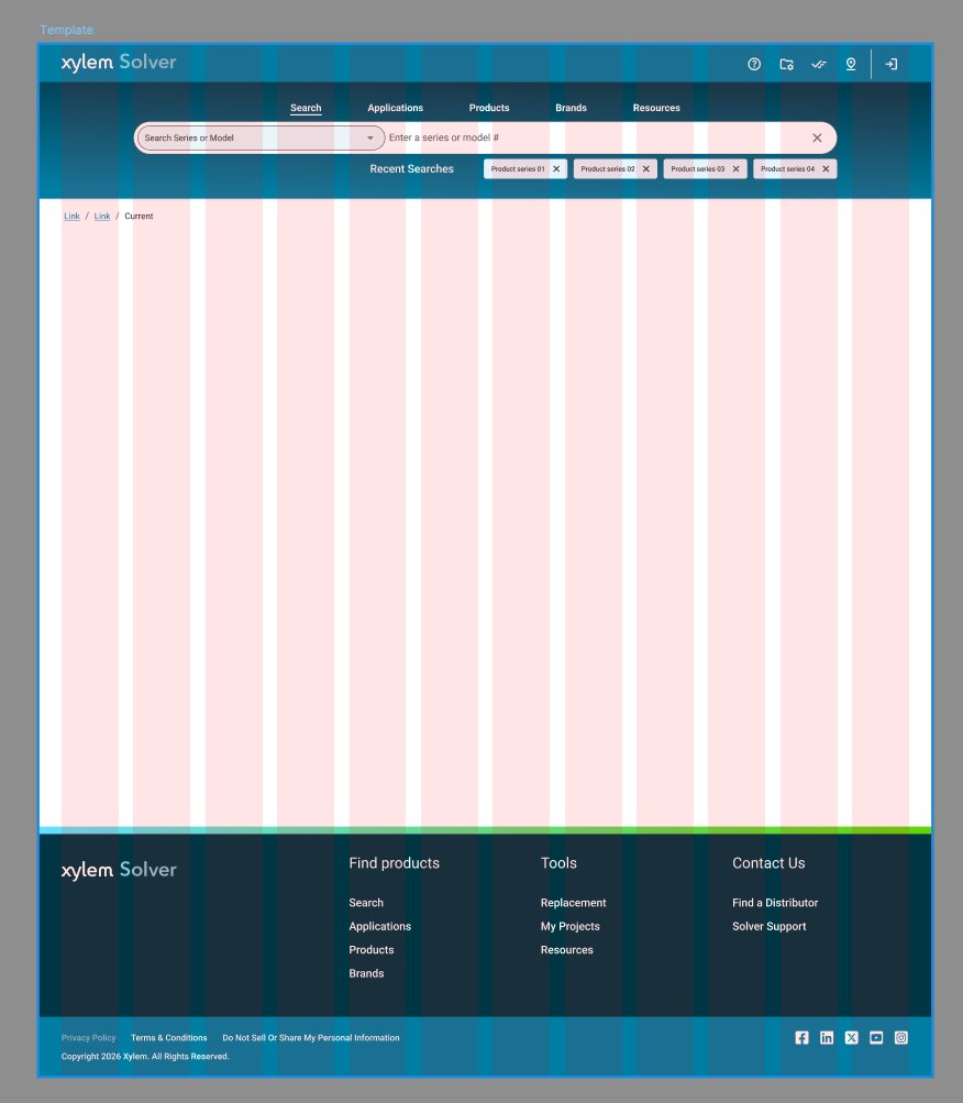 Solver Template — Full page layout with header, navigation, grid, and footer