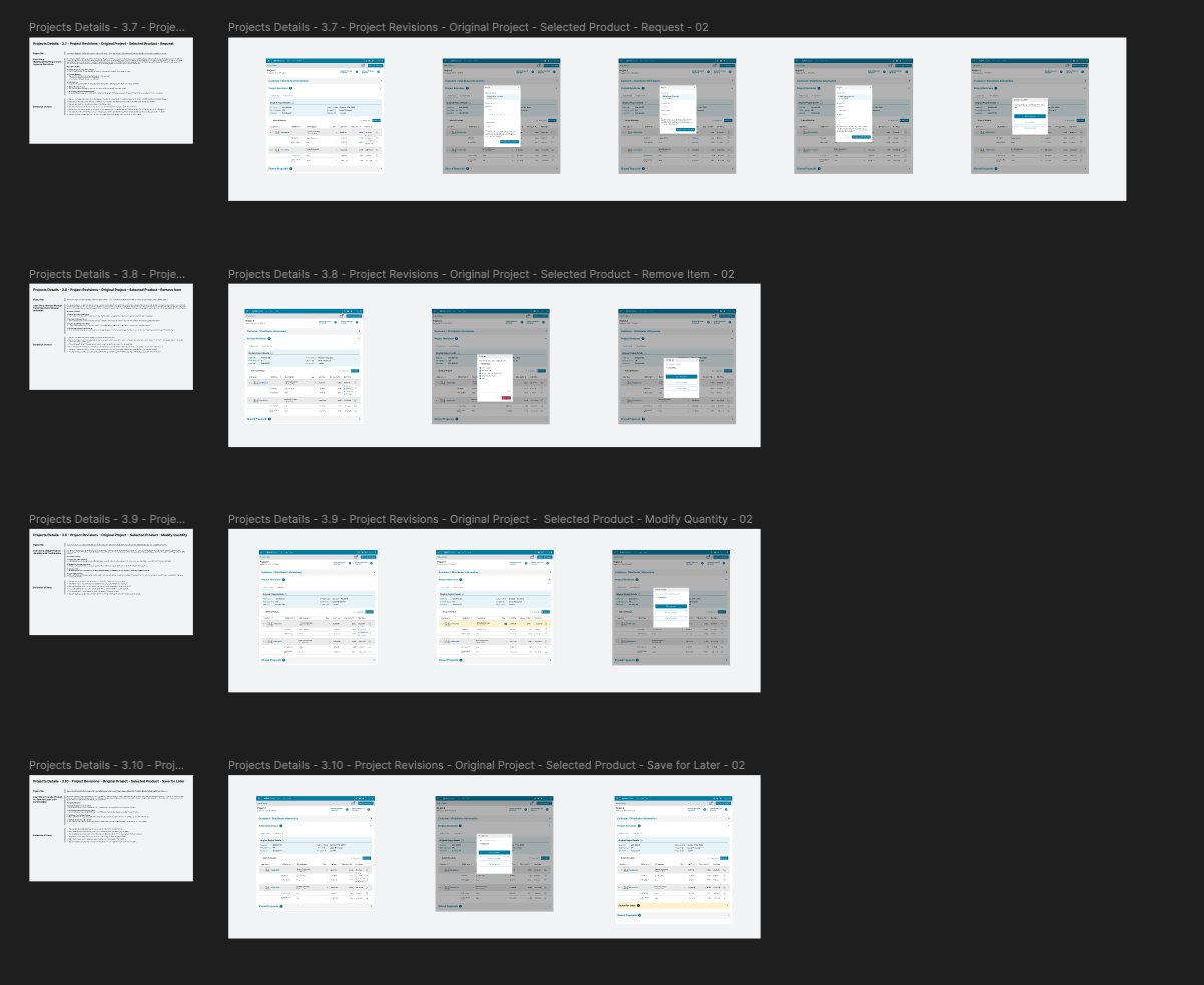 Projects Details flows 3.7-3.10 with documented User Stories and multiple UI states